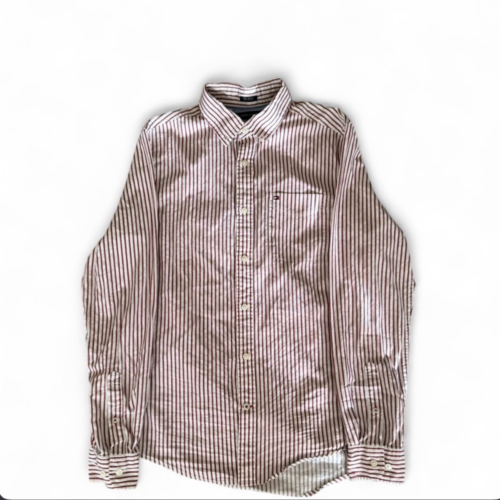Tommy Hilfiger Red and White Striped Shirt
